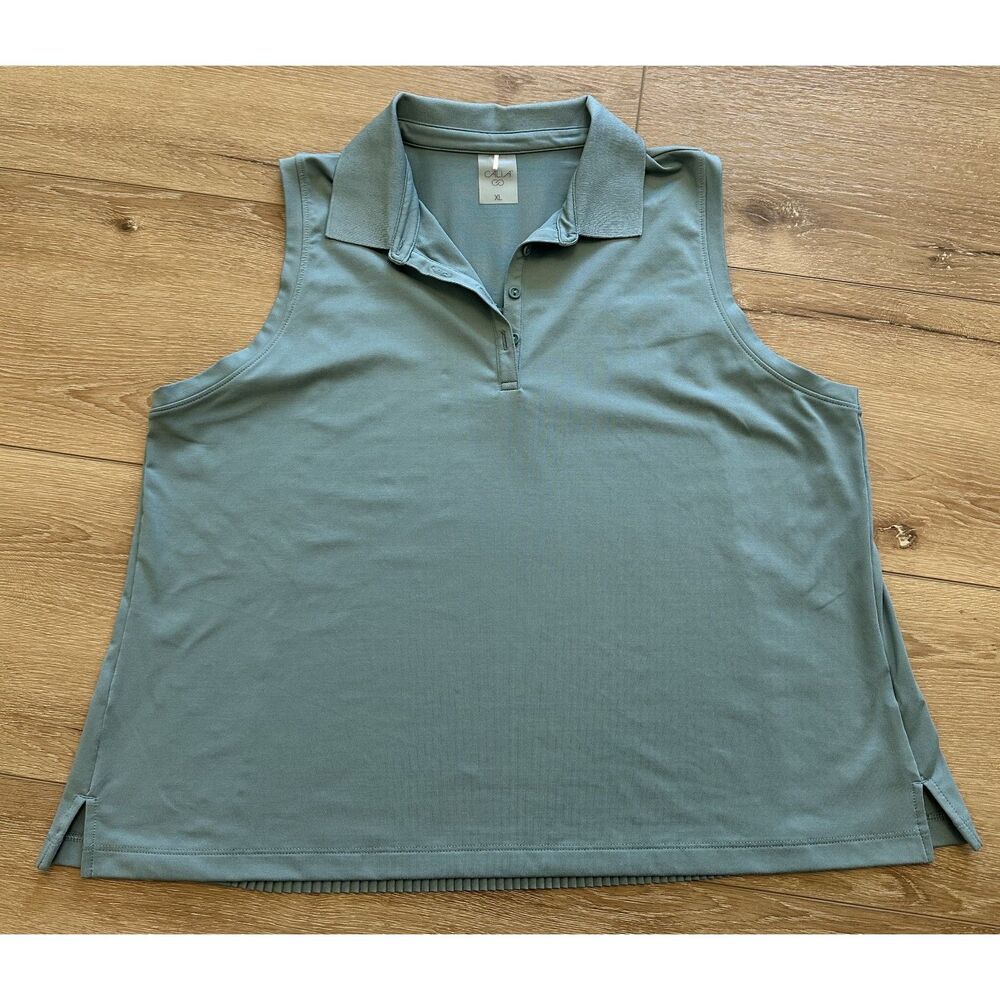 Women's Calia Pleated Back Polo Shirt Golf Tennis Teal Size XL EUC!